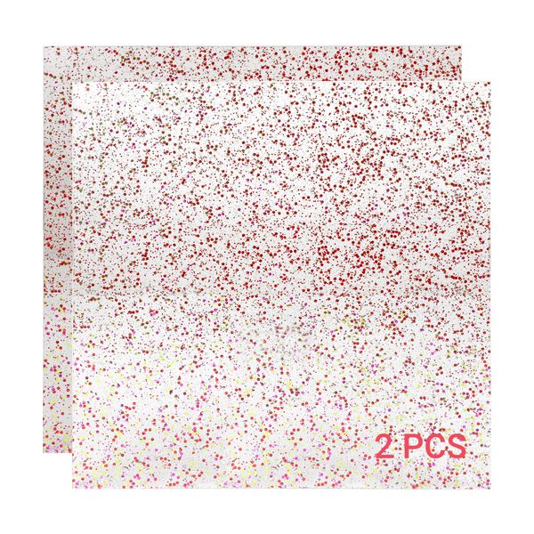 2pcs Pink Glitter Acrylic Sheets 12x12in, Clear Plexiglass with Sequins