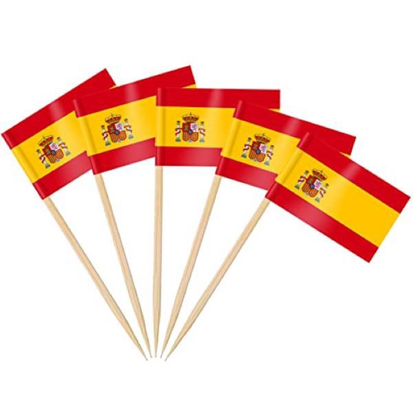 100 Pieces of Spain Toothpick Flags Cake Toppers Decorations