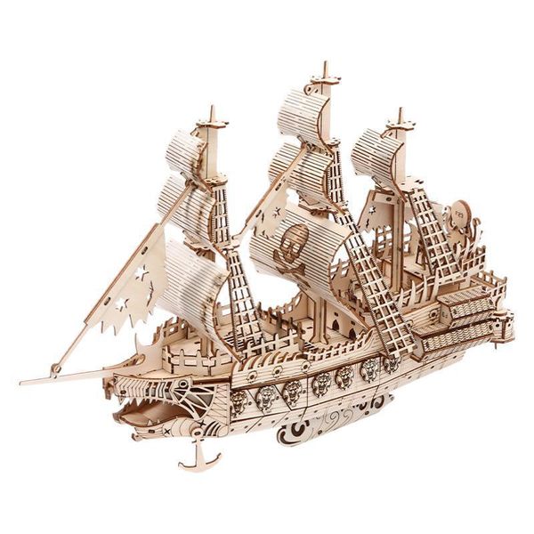 269-Piece Dutch Pirate Ship Premium Wooden 3D Puzzle