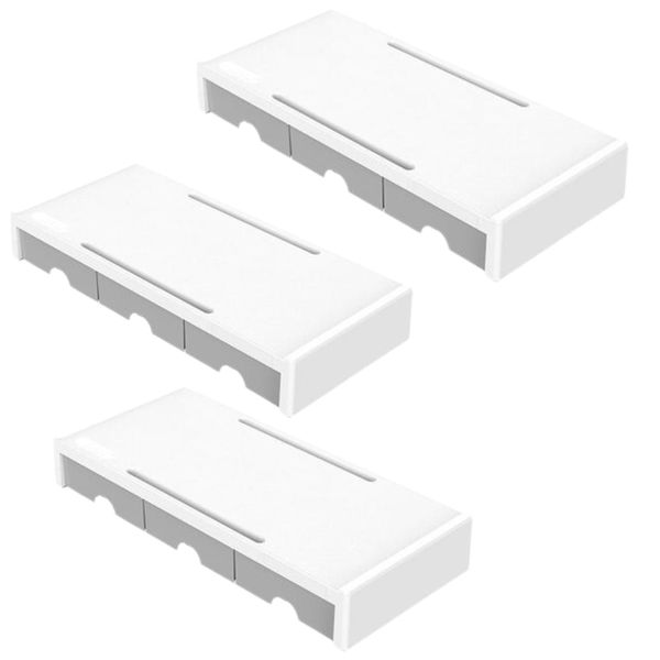 Orico - 3 Drawer Monitor Stand Riser (White/Grey) - Pack of 3