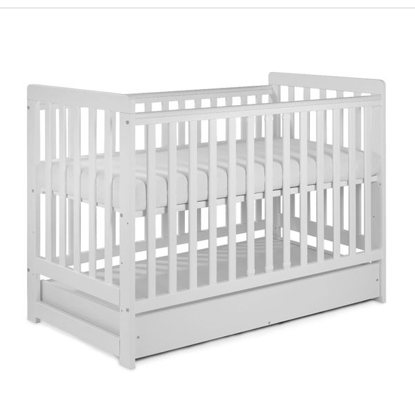 Tomi 22 Baby Cot with Drawer - White