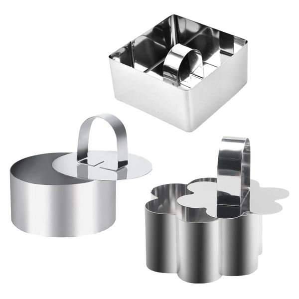 Home Kitchen Stainless Steel Dessert Cake Ring Molds Set of 3 - 8cm