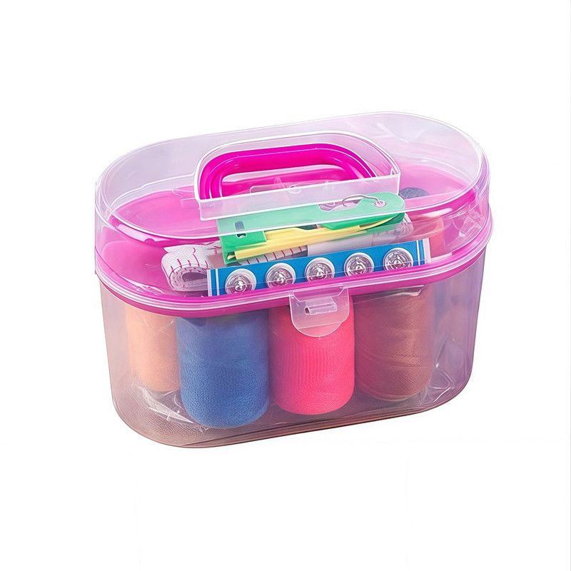 Sewing Kit Box - 7 Spool Bundle, Needles, Scissor, Thimble & Organizer Case