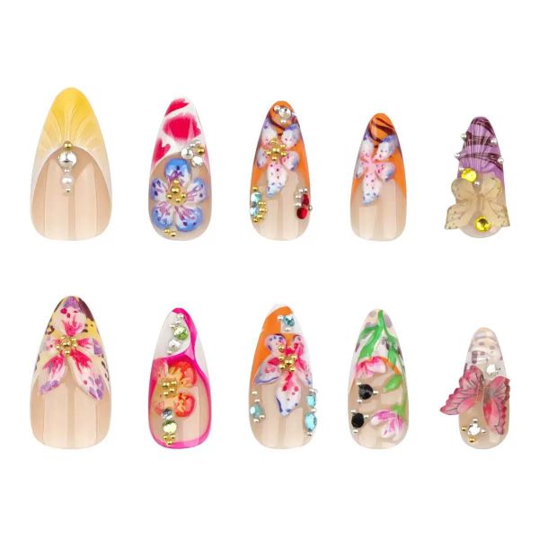 3D Flower Summer Colorful Butterfly Floral Design Beach Vacation Nails