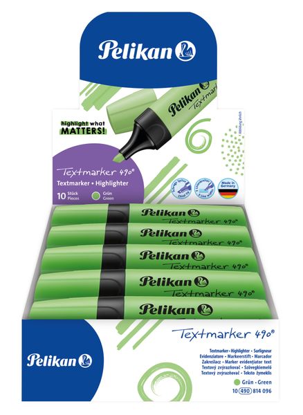 Pelikan Highlighter 490 , 10 pcs. in Folding Box, Neon Green