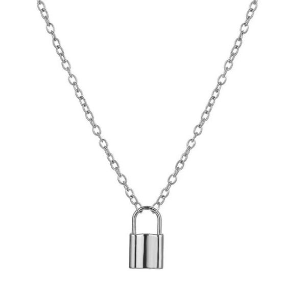 Woman's Lock Pendant Necklace- Silver