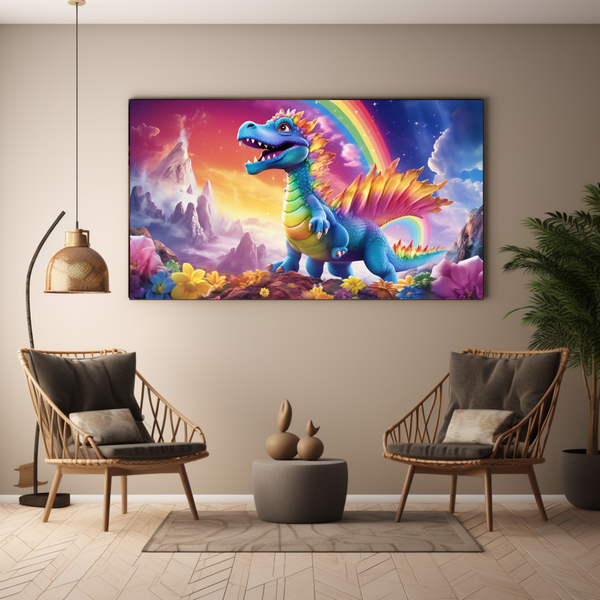 Canvas Wall Art - Rainbow Dino World - BK0121