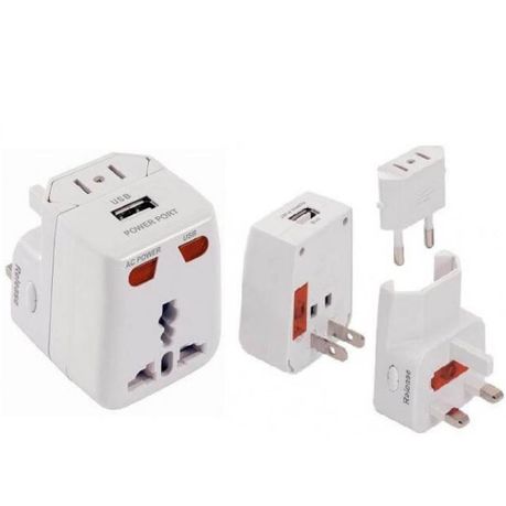 Universal Travel Adaptor with USB and Fuses 3A Image