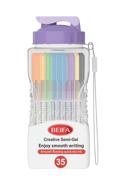 Gel Ballpoint Pens 35-Pack - 0.7mm Black Ink Pastel Series-6 x Bottles