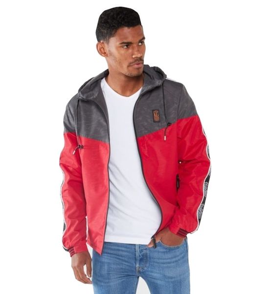 KG Men's Fashion Track Top Red Bottom &amp; Charcoal Chest