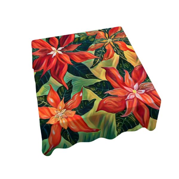 Pretty Poinsettias By Jinge for Fifo Square Tablecloth