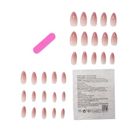24 Piece-Almond Shaped Press On Nail Set With Glossy Finish - Gradient Pink Image
