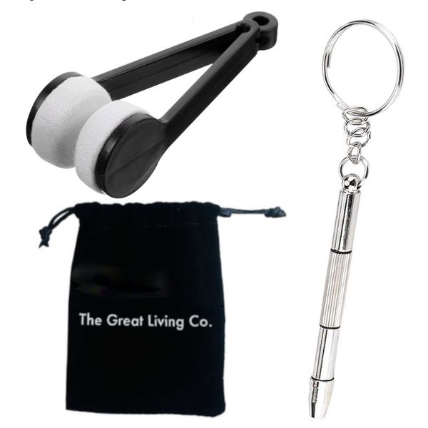 Eyeglasses lens cleaning tool &amp; Eyeglasses Screwdriver in Lux Bag