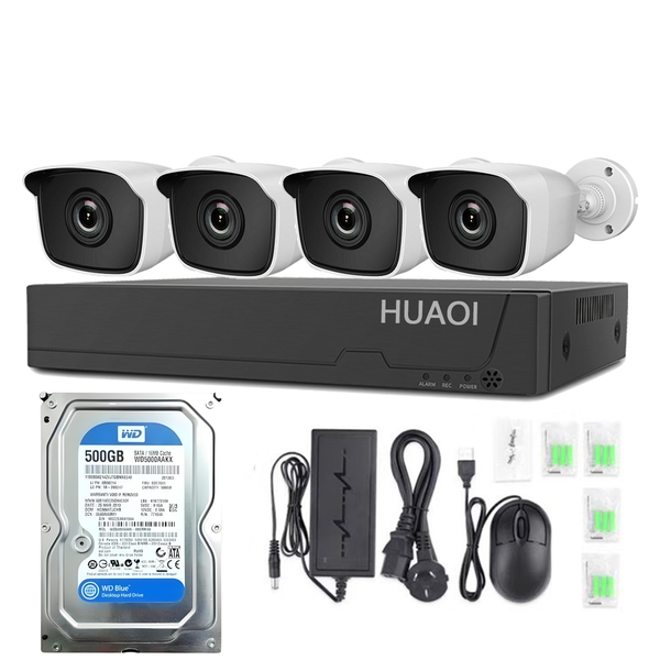 4 Channel 2MP CCTV Security System 4 Cameras + Hard Drive HUAOI