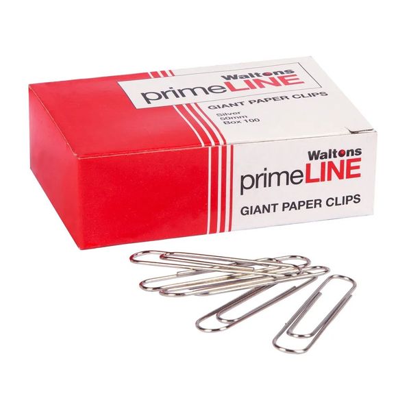 Primeline Giant Paper Clips - 50mm (Box of 100) x 6
