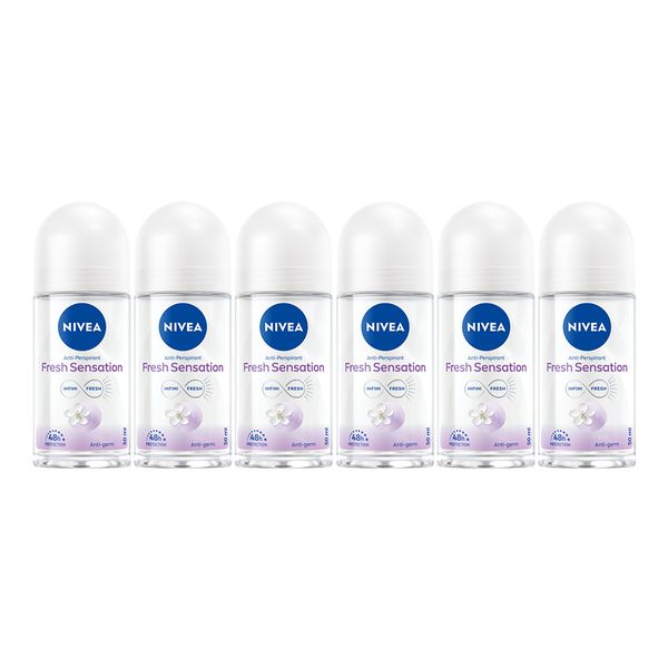 NIVEA Fresh Sensation 48h Deodorant Anti-Perspirant Roll-on, 6 x 50ml