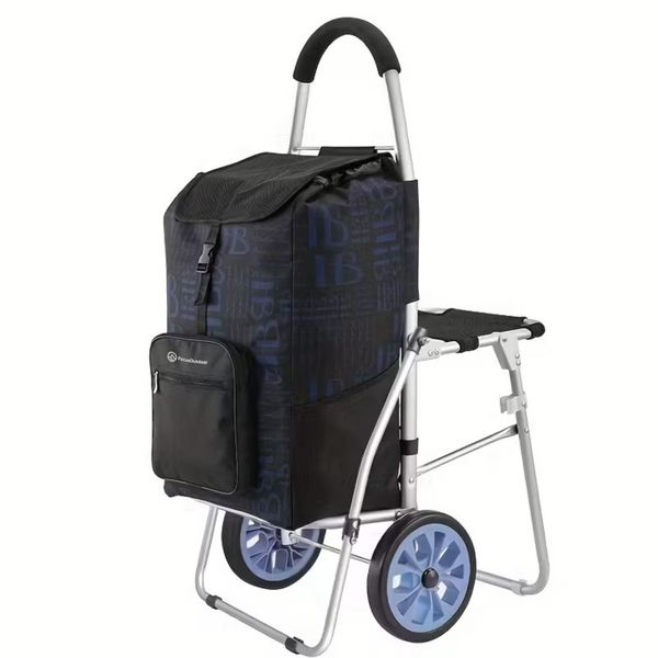 Focus Outdoor Heavy-Duty Lightweight Shopping Trolley Bag With Folding Seat