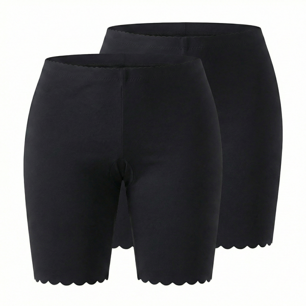 Women's Seamless Short Tights Black Leggings - 2 Pieces Pack