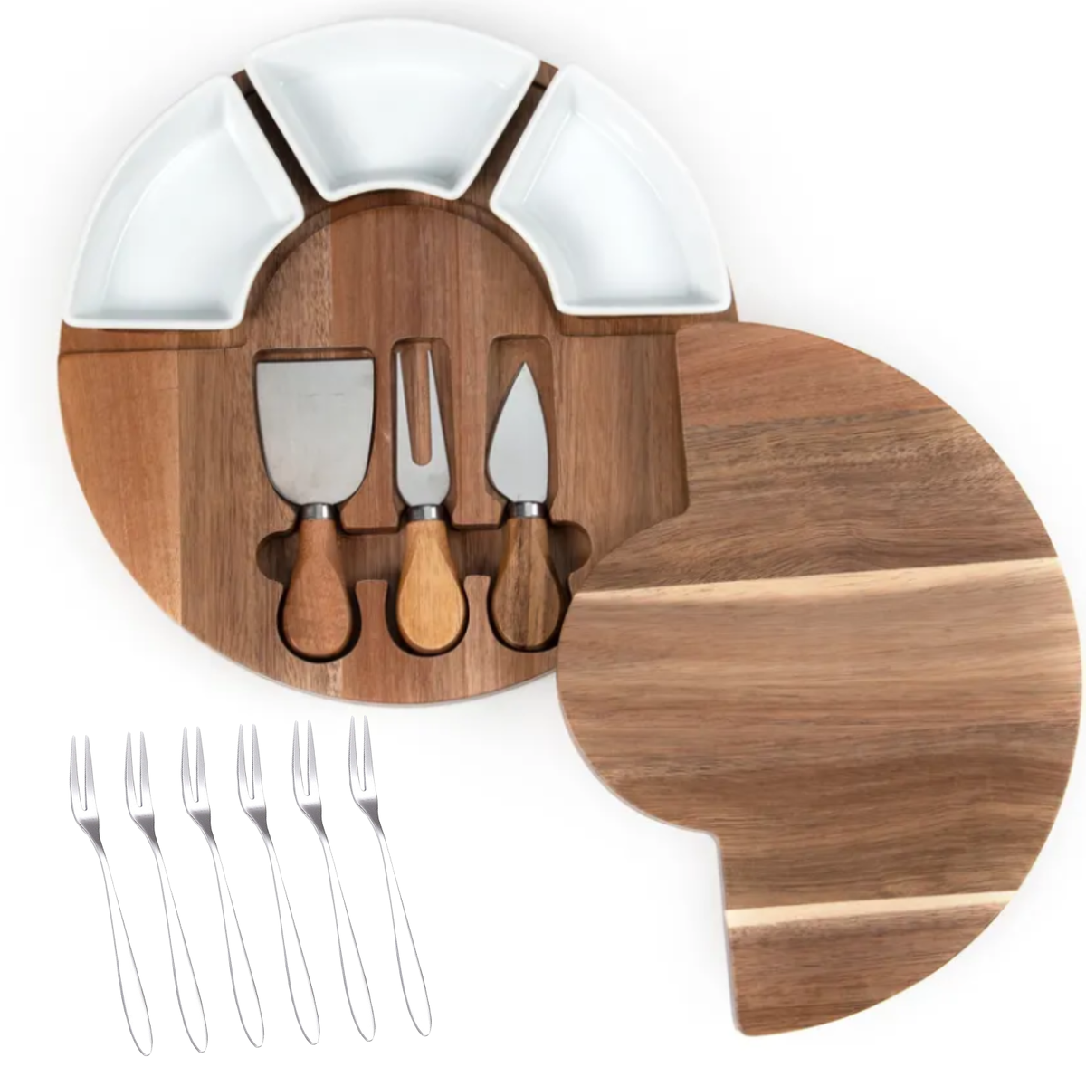 Large Round Charcuterie Board Set Picnic Cheese Board with Knife and