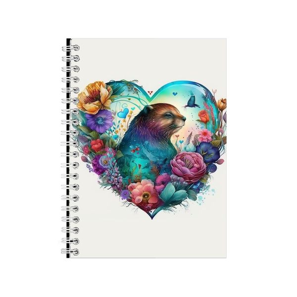 Beaver 2 Watercolor Heart Notebook Animal Gift Idea Notepad Pad 117