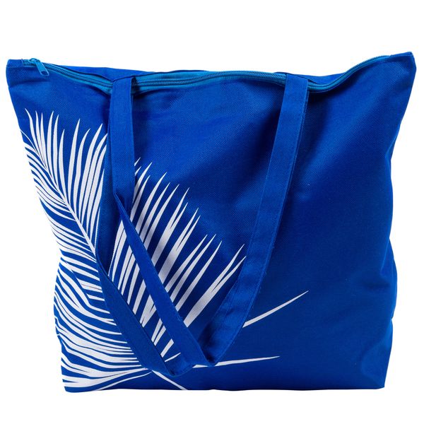 Presence - Shopping Beach Bag (Dark Blue w/ White Leaf) - 42x35cm