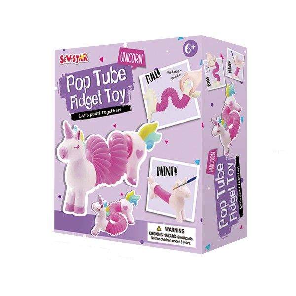 Sew-Star DIY Unicorn Pop Tube Fidget Kit for Kids with Paints &amp; Brush