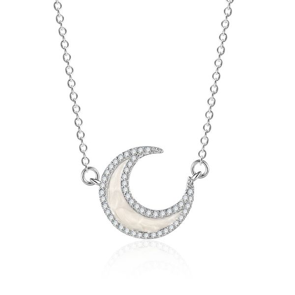 Popularity Women'S Necklace With Moon-Shaped Zirconia Resistant To Fading