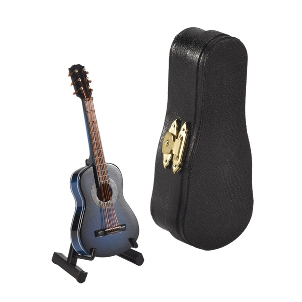 A-Wooden Miniature Guitar with Stand and Case