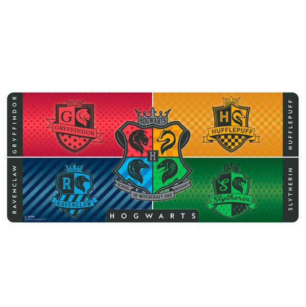 Harry Potter Crests - Gaming Desk Mat XXL Anti-Slip Mouse Pad (90cm x 40cm)