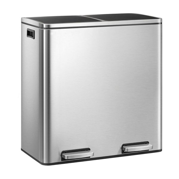 Kitchen Bin - Dual Compartments, Hands-Free Pedal &amp; Soft Close
