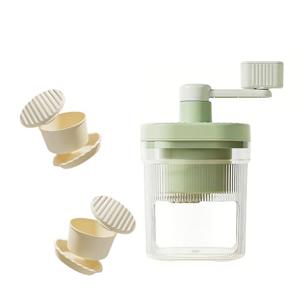 Ice Shaver Hand Crank Smoothie, Food Materials Detachable, 2 Bowls 4 Dishes