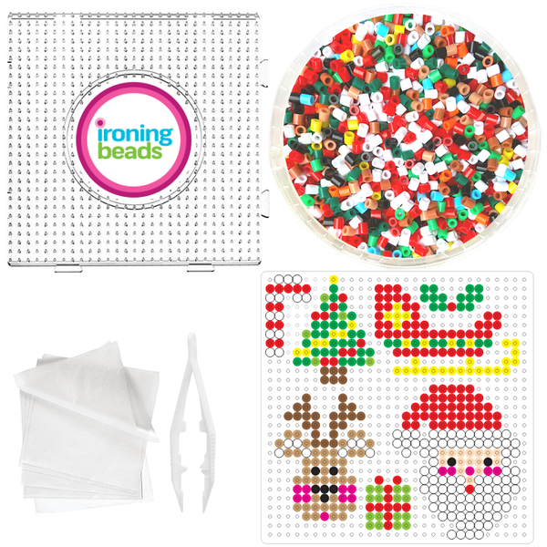 Ironing Beads - Santa Christmas - 1 Large Peg/1 Card Bucket Kit