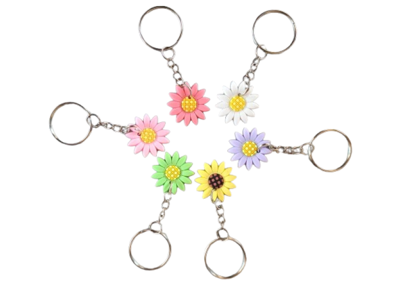 6 X Cute Sunflower Keychains