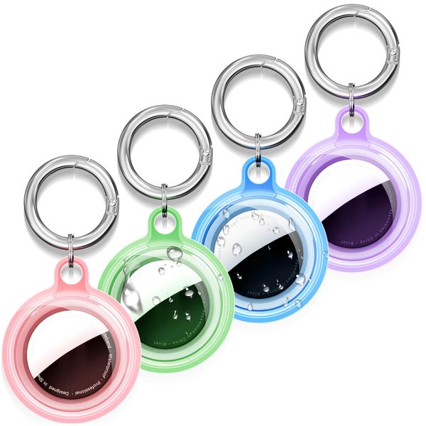 4 Pack Air Tag Case -IPX8 Waterproof with Keychain for Anti-Loss Tracking