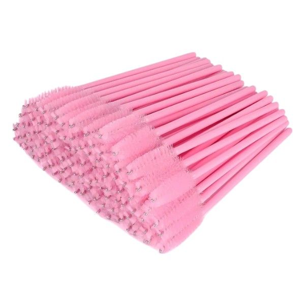 100 Piece - Disposable Eyelash Wands With Flexible &amp; Sleek Bristles - Pink