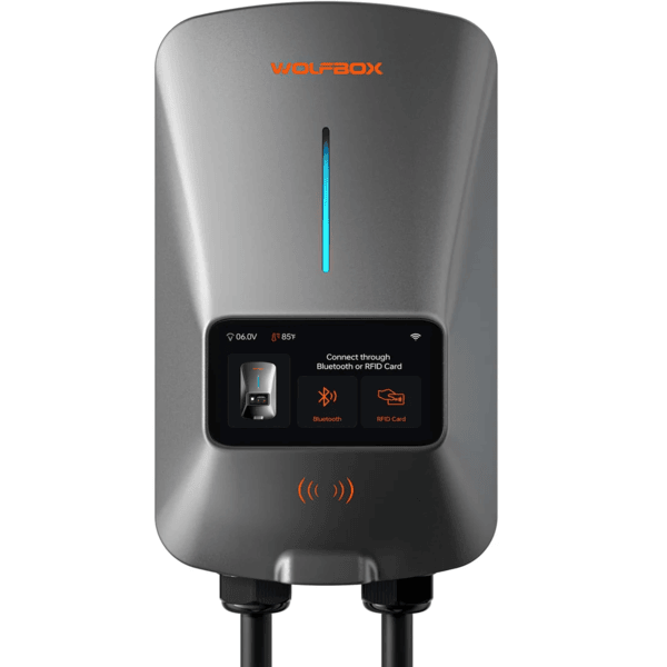 WOLFBOX 22kW 3-Phase Smart EV Charger - 7.6m Cable, 400V AC Wall-Mount