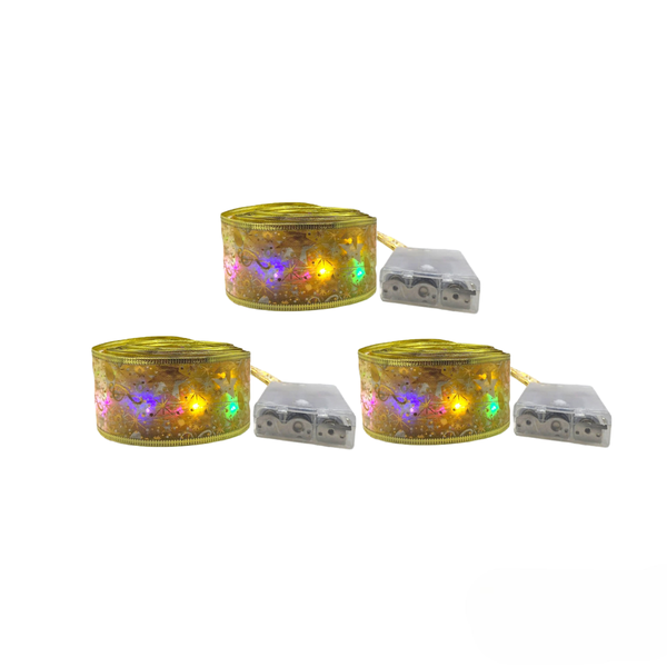 Ribbon With Multicolor LED Lights - 5M - Gold (set Of 3)