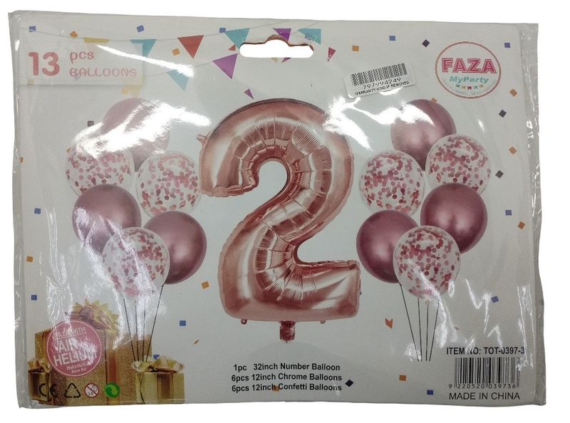 Flexless 13 Pieces Rose Gold And White Balloon Set Number 2