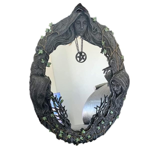 Decor Sacred Triple Moon goddess Wall Mounted Mirror - 15cm