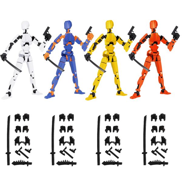 4Pack T13 Robot Action Figure Set 3D Printed Dummy Movable Joints Robot