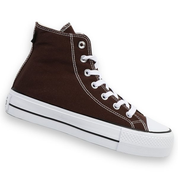 EKKO Ladies Platform Fashion Sneakers Hi - Coffee