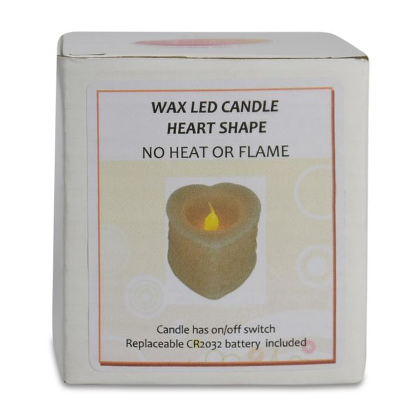 Matchless Candle - Wax LED Candle - Heart Shaped - White - Single