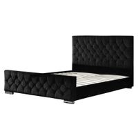 Hazlo - Aurora Chenille Button Design Curve Bed Base - Black - Queen