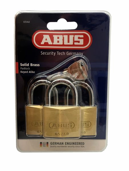Abus Padlock 40mm Keyed Alike - 3 Pack
