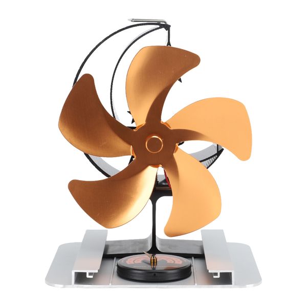 Stove Fan Heat Shield Thermometer Quiet Use Five Blade Black