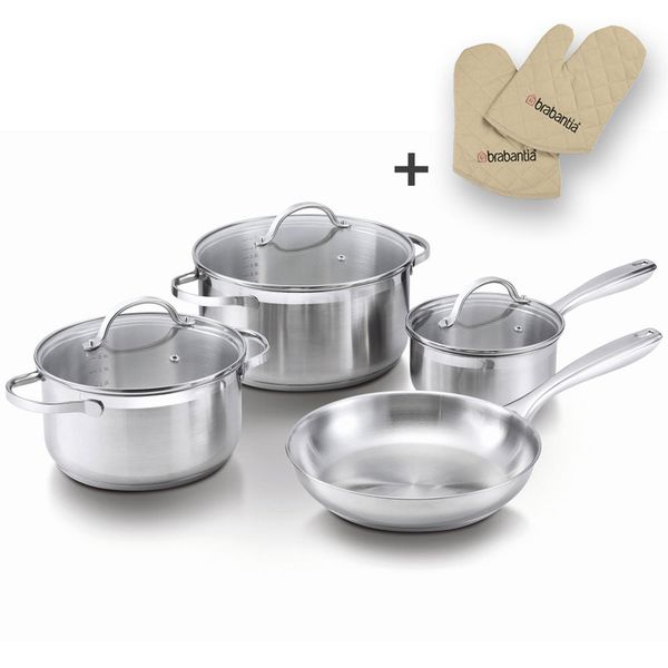 Brabantia - 7-Piece Stainless Steel Cookware Set + Oven Gloves