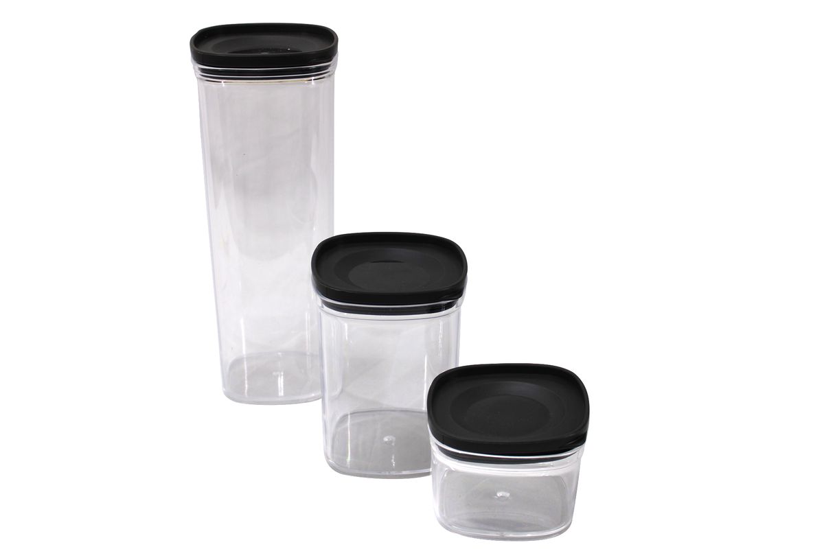 3 PieceTransparent Plastic Air-Tight Storage Canister Set with Label ...