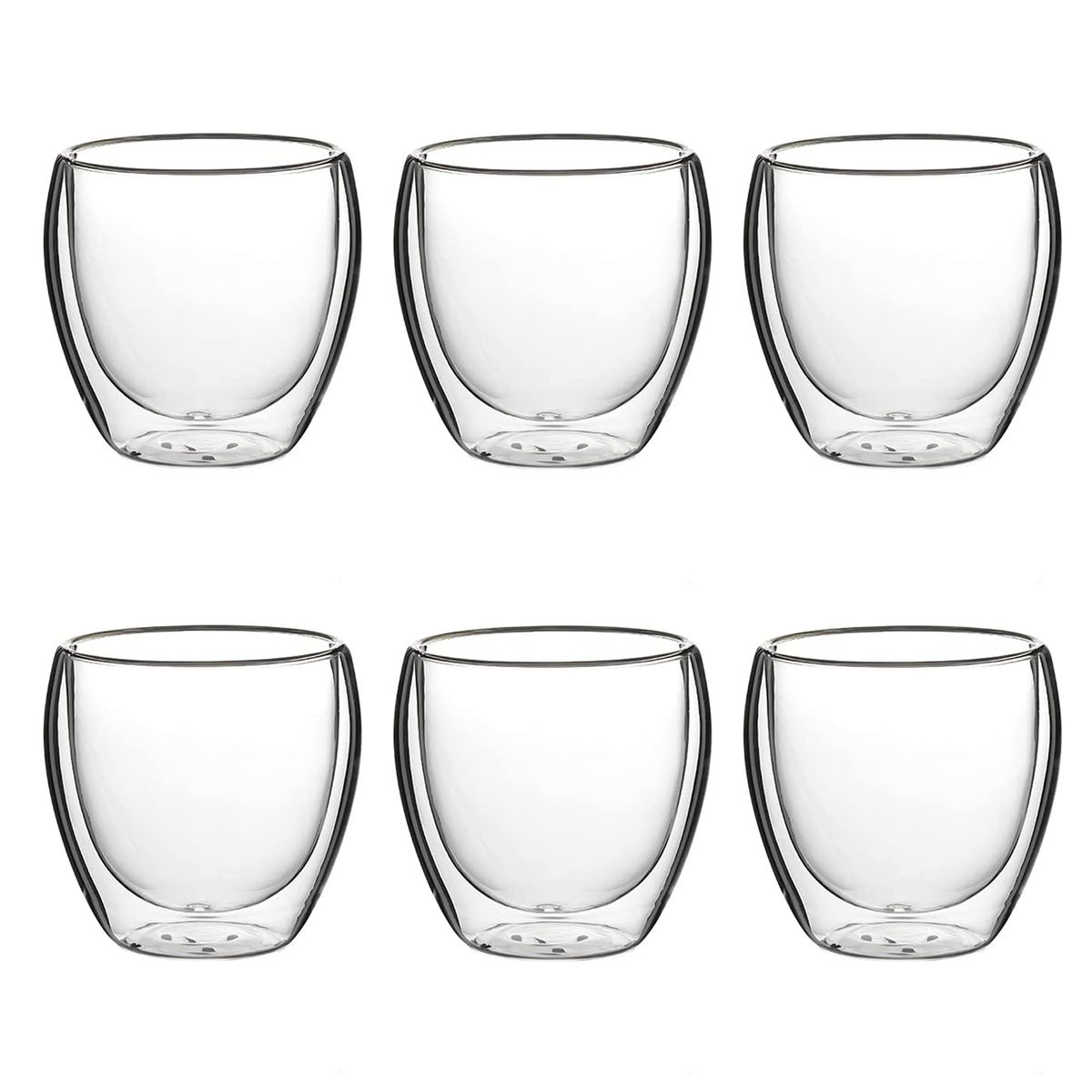 Double Wall Insulated Glass Cappuccino Cups 8.5oz - Set of 6