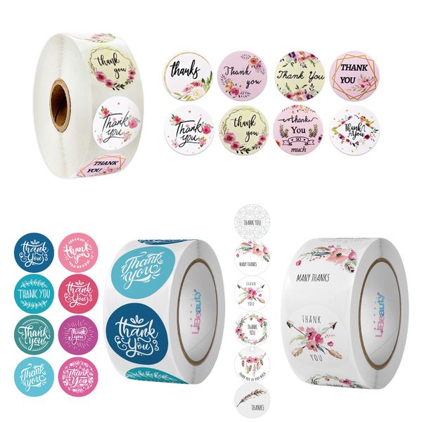 Libeauty 1500Pcs 1Inch Thank You Stickers, 3Rolls Thank You for Supporting
