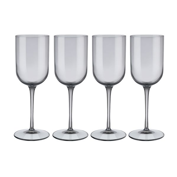 Blomus White Wine Glasses Tinted in Smoky-Grey Fuum Set of 4